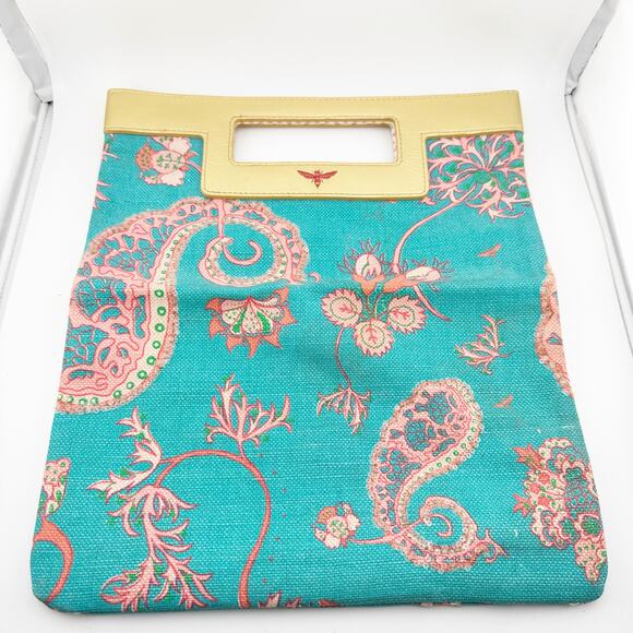 Buzz by Jane Fox Floral Paisley Canvas Clutch Purse with Gold Hardware - Picture 2 of 10